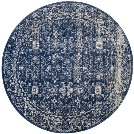Safavieh Evoke Power Loomed Round Area Rug, Navy and Ivory - 3 x 3 ft. EVK270A-3R